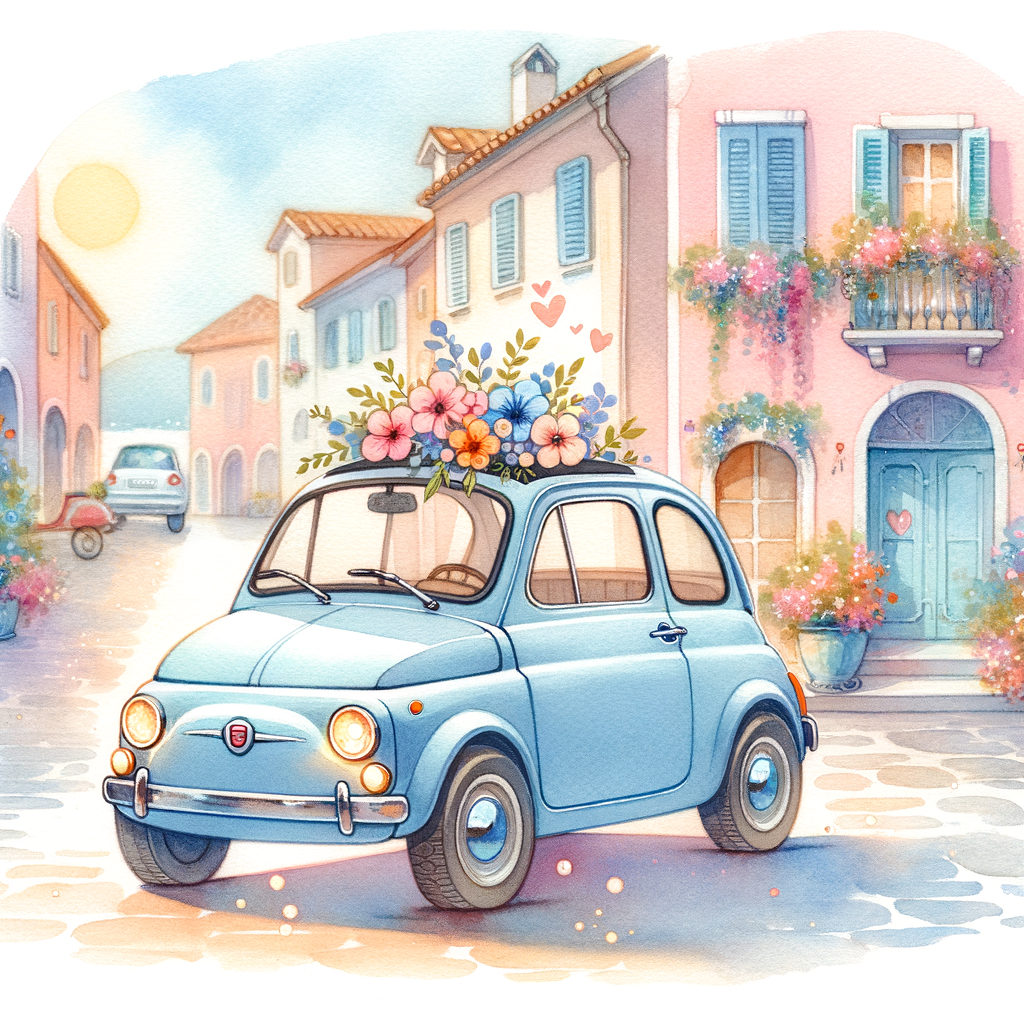 Blue Fiat 500